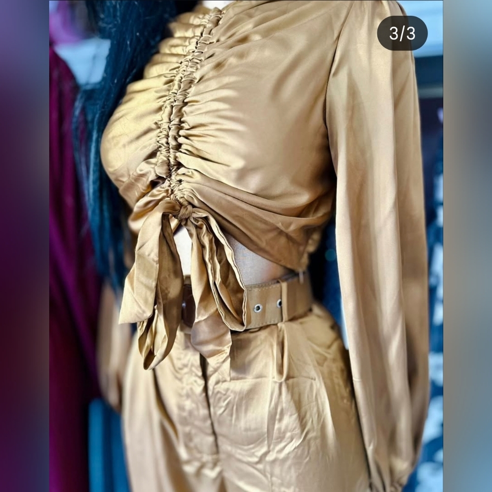Elegant Tan Women's Straight Leg Jumpsuit